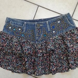 Express Jeans mini skirt with jewels